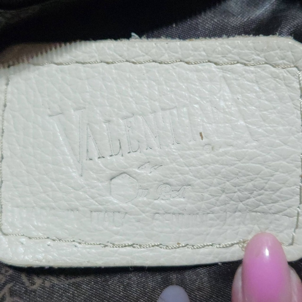 Valentina Italy Leather Handbag White Brown Medium - Picture 9 of 16